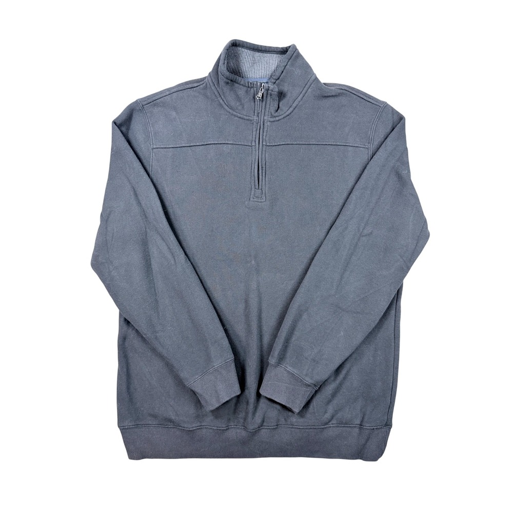 Arrow USA 1851 Mens Quarter Zip Pullover Sweatshirt Charcoal Black Large